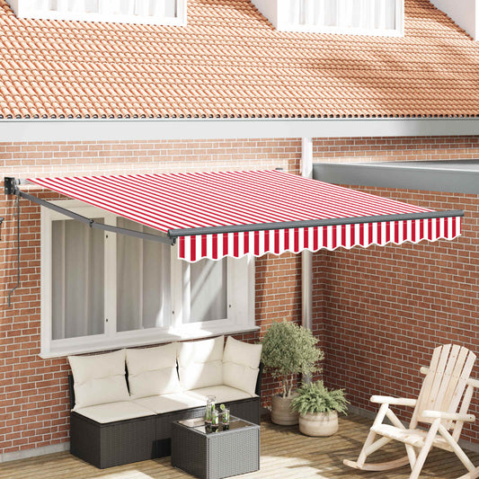 Inklapbaar Zonnescherm Rood en Wit 350 x 250 cm is nu te koop bij PeponiXL, paradijselijk wonen!