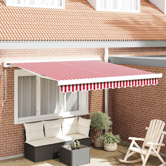 Inklapbaar Zonnescherm Rood en Wit 350 x 250 cm Stof en Metaal is nu te koop bij PeponiXL, paradijselijk wonen!