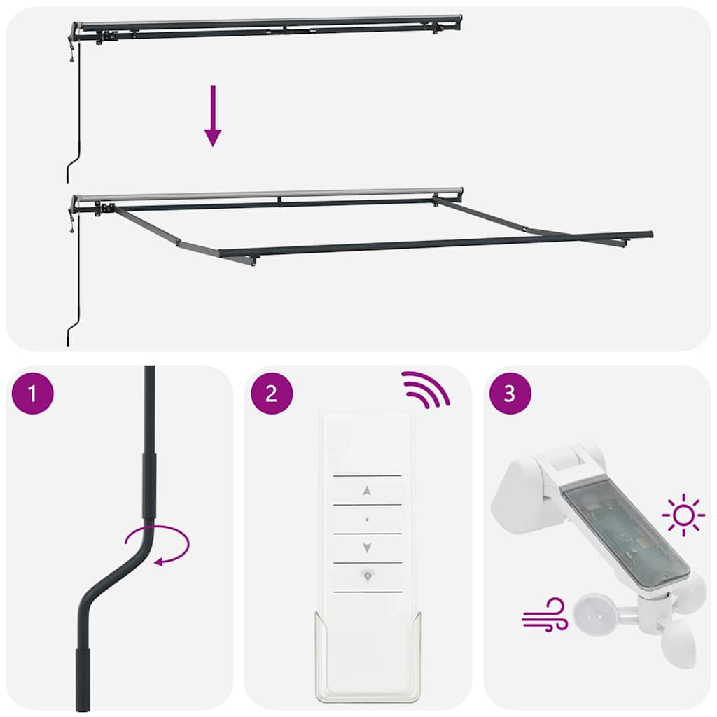 Inklapbaar Zonnescherm Multikleur 350 x 250 cm is nu te koop bij PeponiXL, paradijselijk wonen!