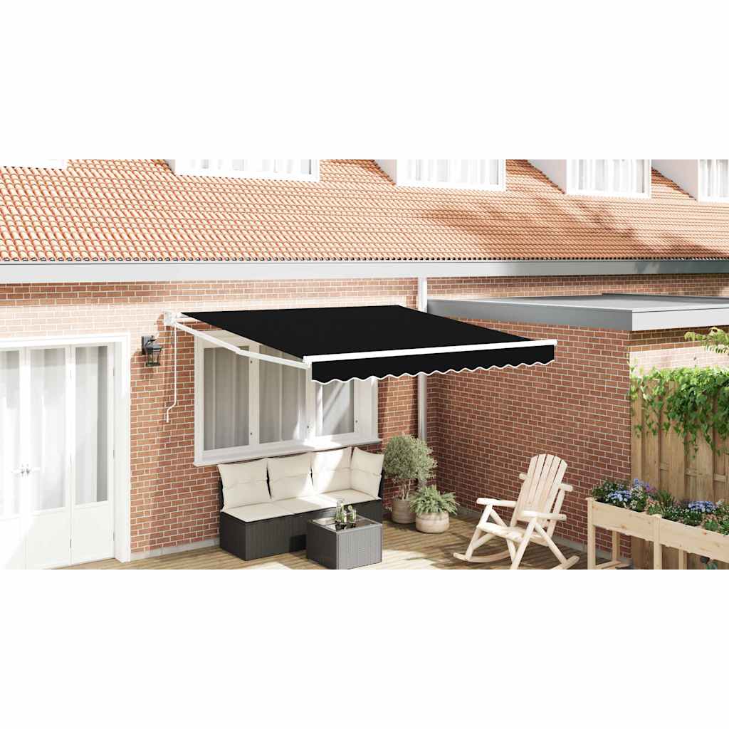 Inklapbaar Zonnescherm Zwart 350 x 250 cm Stof is nu te koop bij PeponiXL, paradijselijk wonen!