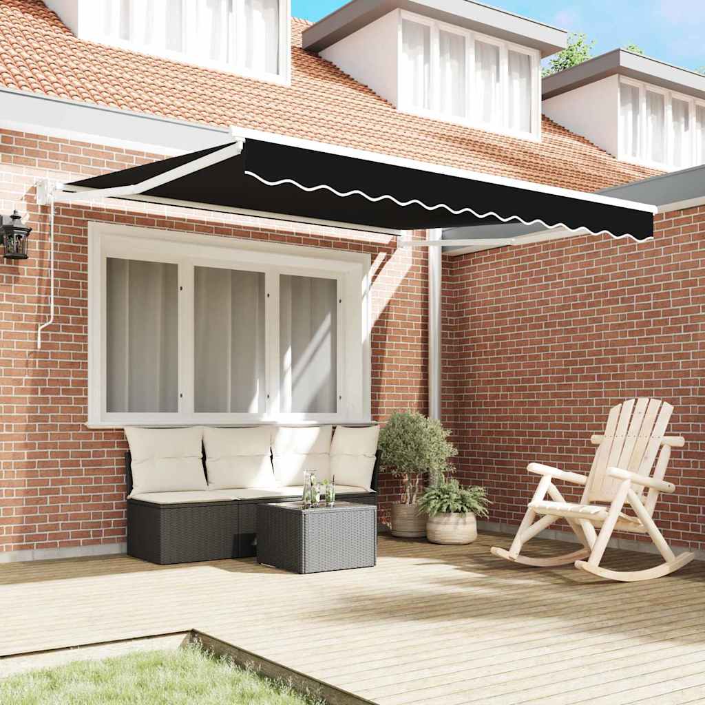Inklapbaar Zonnescherm Zwart 350 x 250 cm Stof is nu te koop bij PeponiXL, paradijselijk wonen!