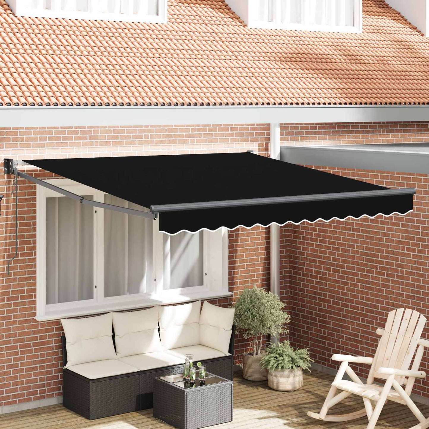 Inklapbaar Zonnescherm Zwart 350 x 250 cm is nu te koop bij PeponiXL, paradijselijk wonen!