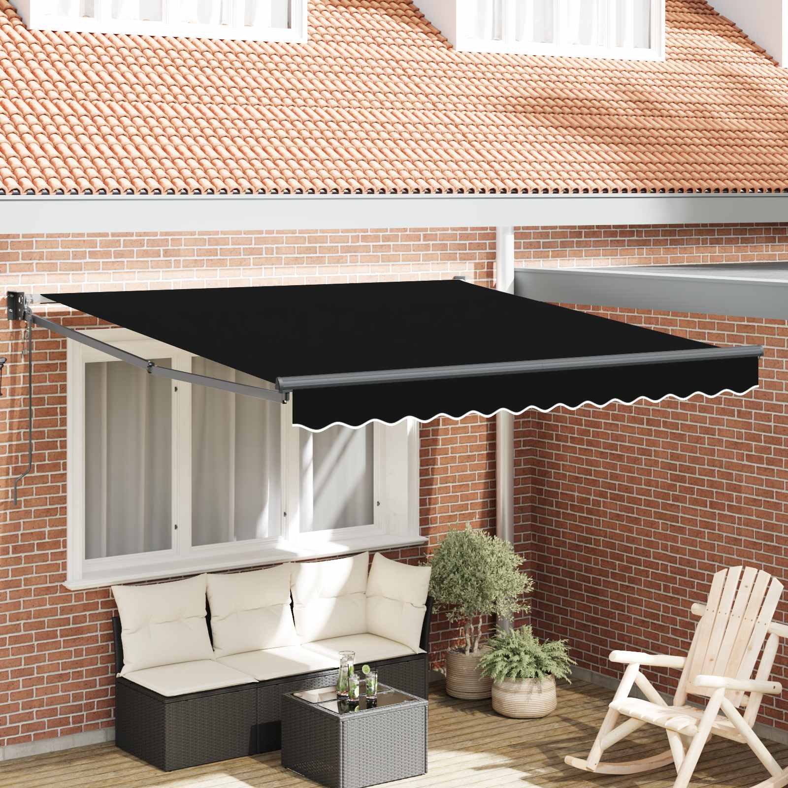 Inklapbaar Zonnescherm Zwart 350 x 250 cm is nu te koop bij PeponiXL, paradijselijk wonen!