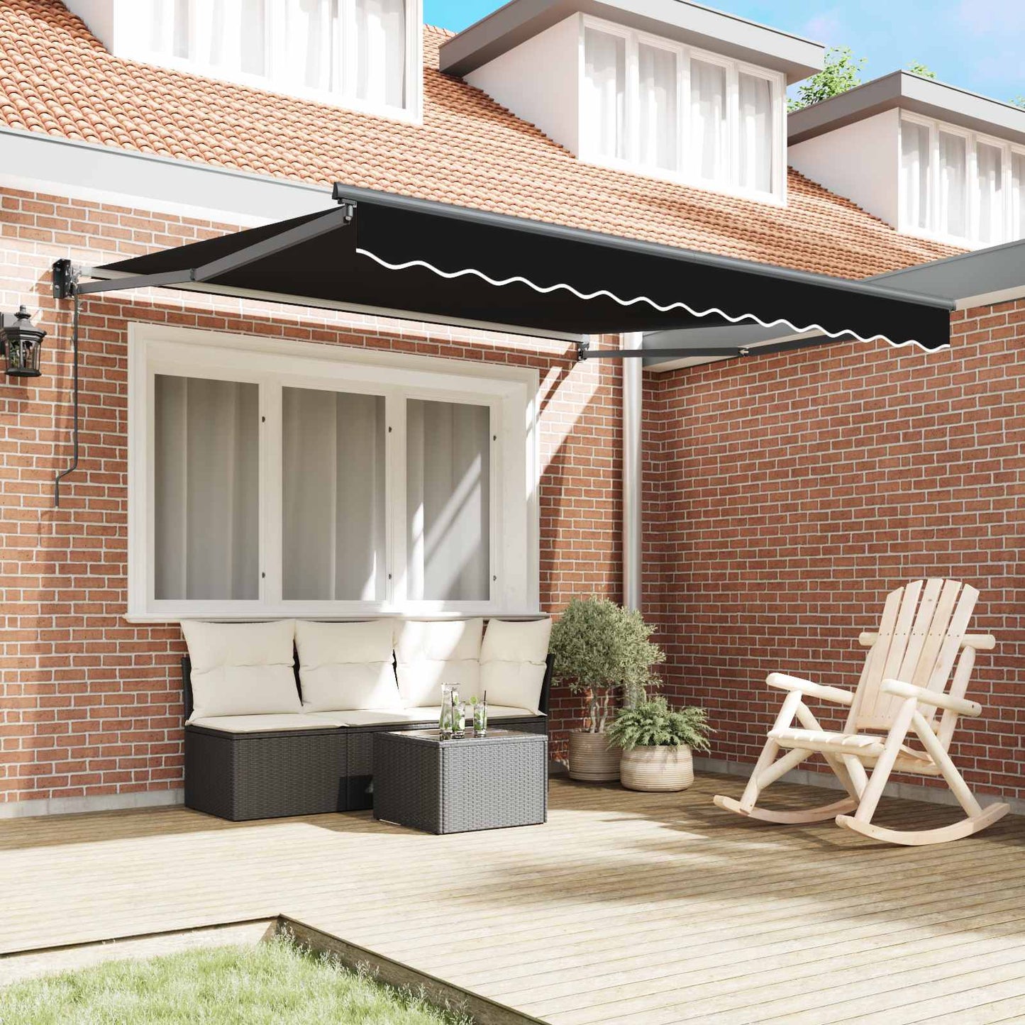 Inklapbaar Zonnescherm Zwart 350 x 250 cm is nu te koop bij PeponiXL, paradijselijk wonen!