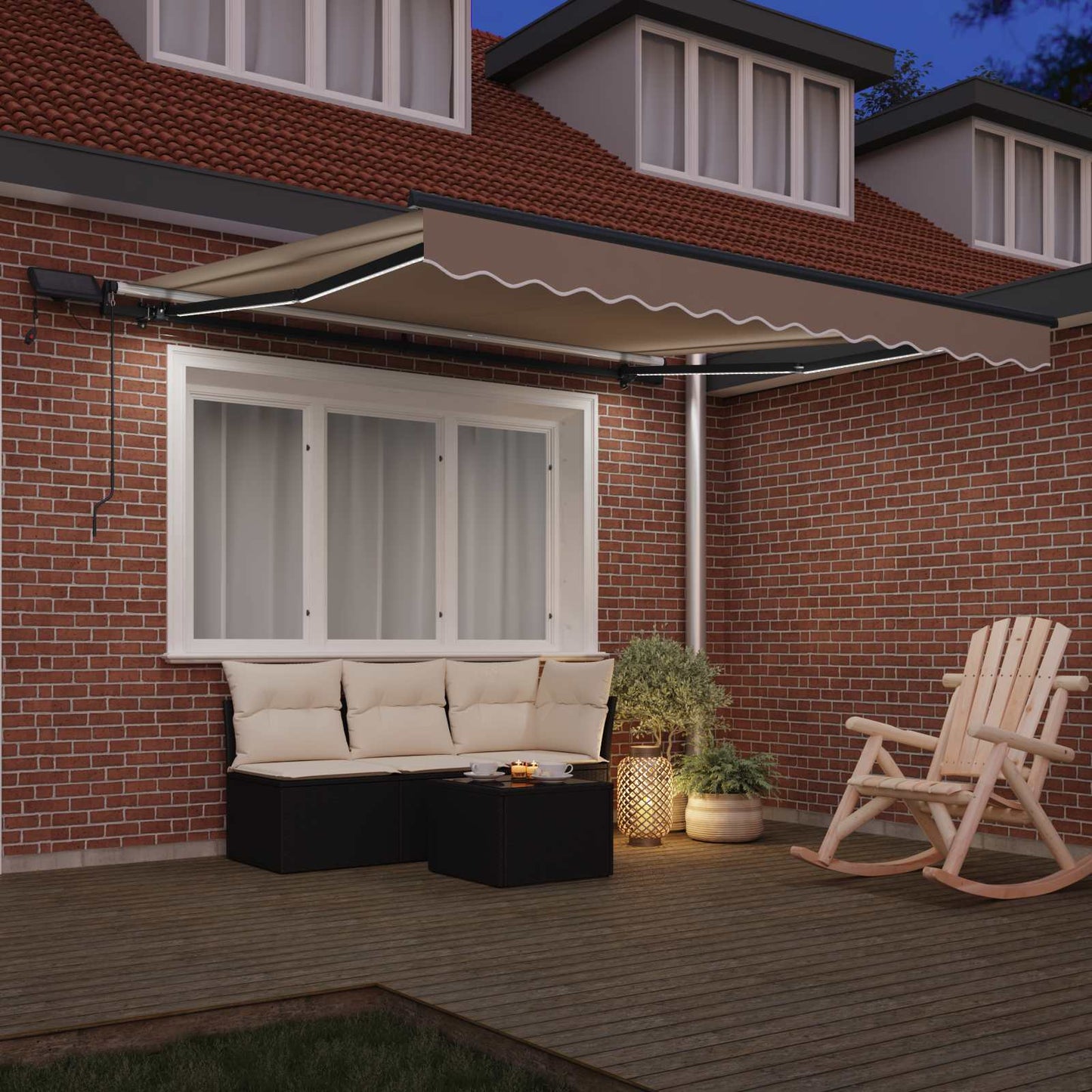 Inklapbaar Zonnescherm Beige 350 x 250 cm Stof is nu te koop bij PeponiXL, paradijselijk wonen!