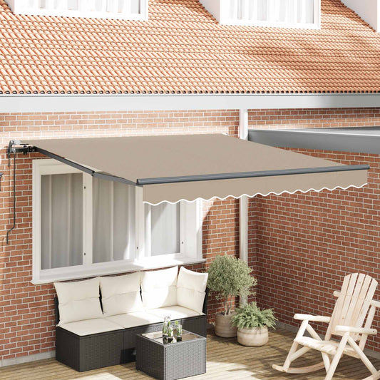 Inklapbaar Zonnescherm Beige 350 x 250 cm Stof en Aluminium is nu te koop bij PeponiXL, paradijselijk wonen!