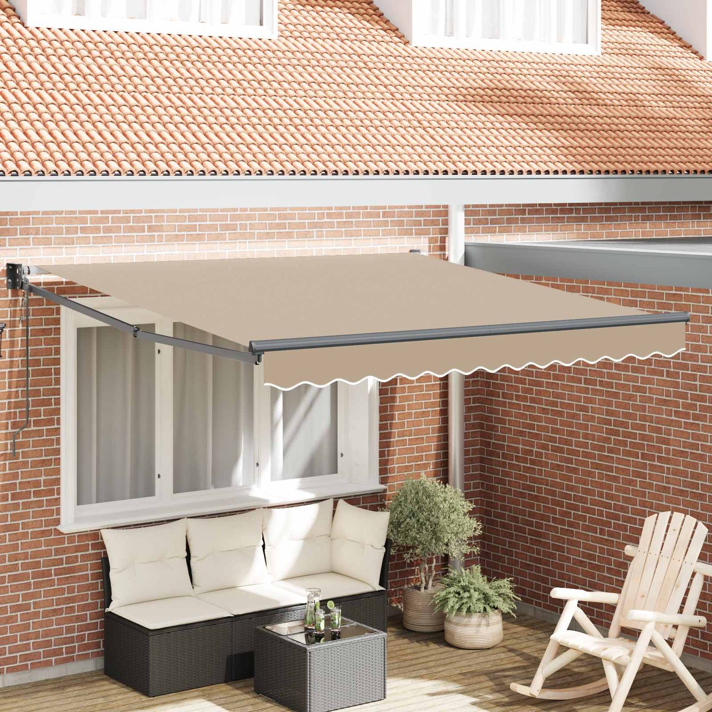 Inklapbaar Zonnescherm Beige 350 x 250 cm is nu te koop bij PeponiXL, paradijselijk wonen!