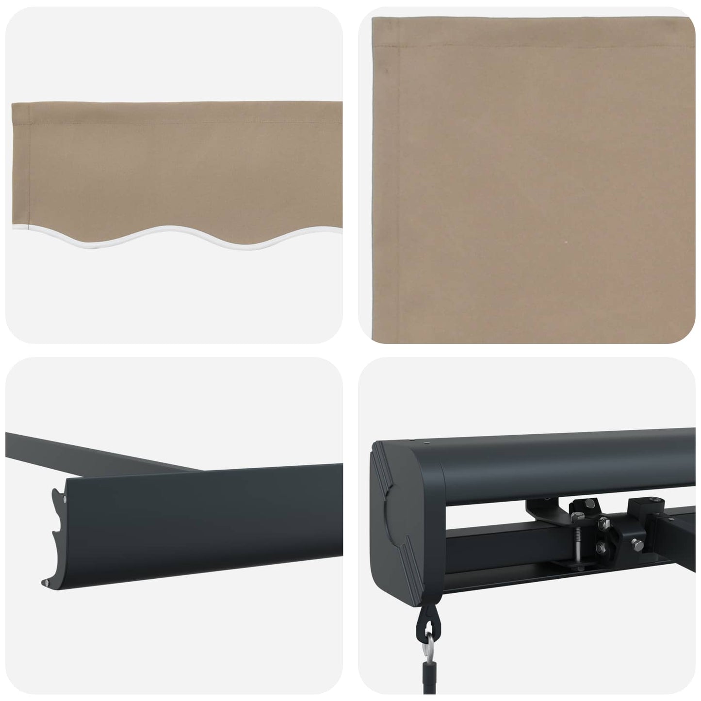 Inklapbaar Zonnescherm Beige 350 x 250 cm Stof en Metaal is nu te koop bij PeponiXL, paradijselijk wonen!