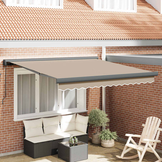 Inklapbaar Zonnescherm Beige 350 x 250 cm Stof en Metaal is nu te koop bij PeponiXL, paradijselijk wonen!