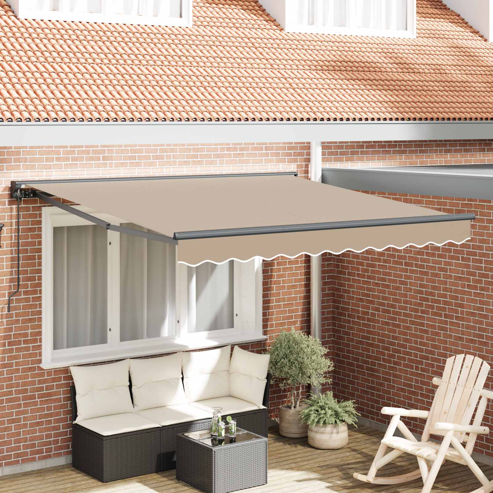 Zijde Frame Beige 350 x 250 cm Polyester met PU-coating is nu te koop bij PeponiXL, paradijselijk wonen!