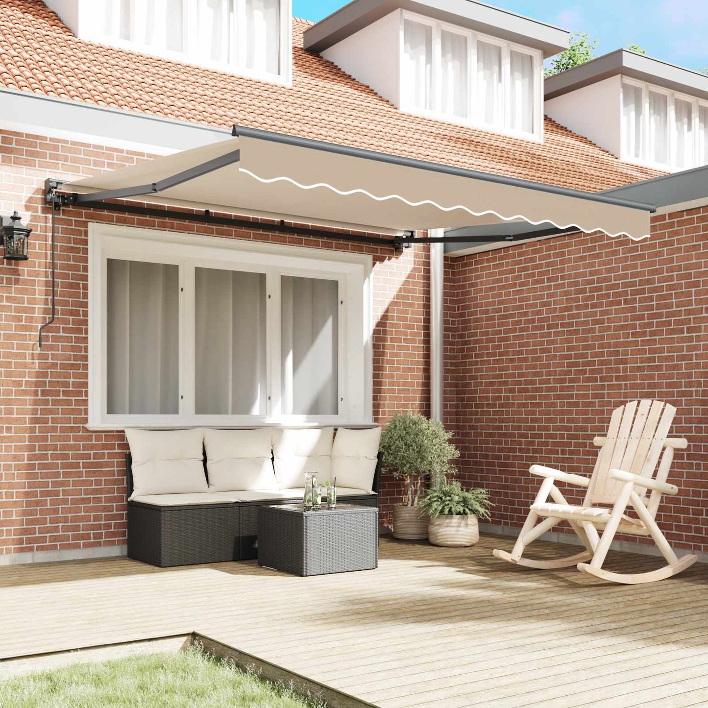 Zijde Frame Beige 350 x 250 cm Polyester met PU-coating is nu te koop bij PeponiXL, paradijselijk wonen!