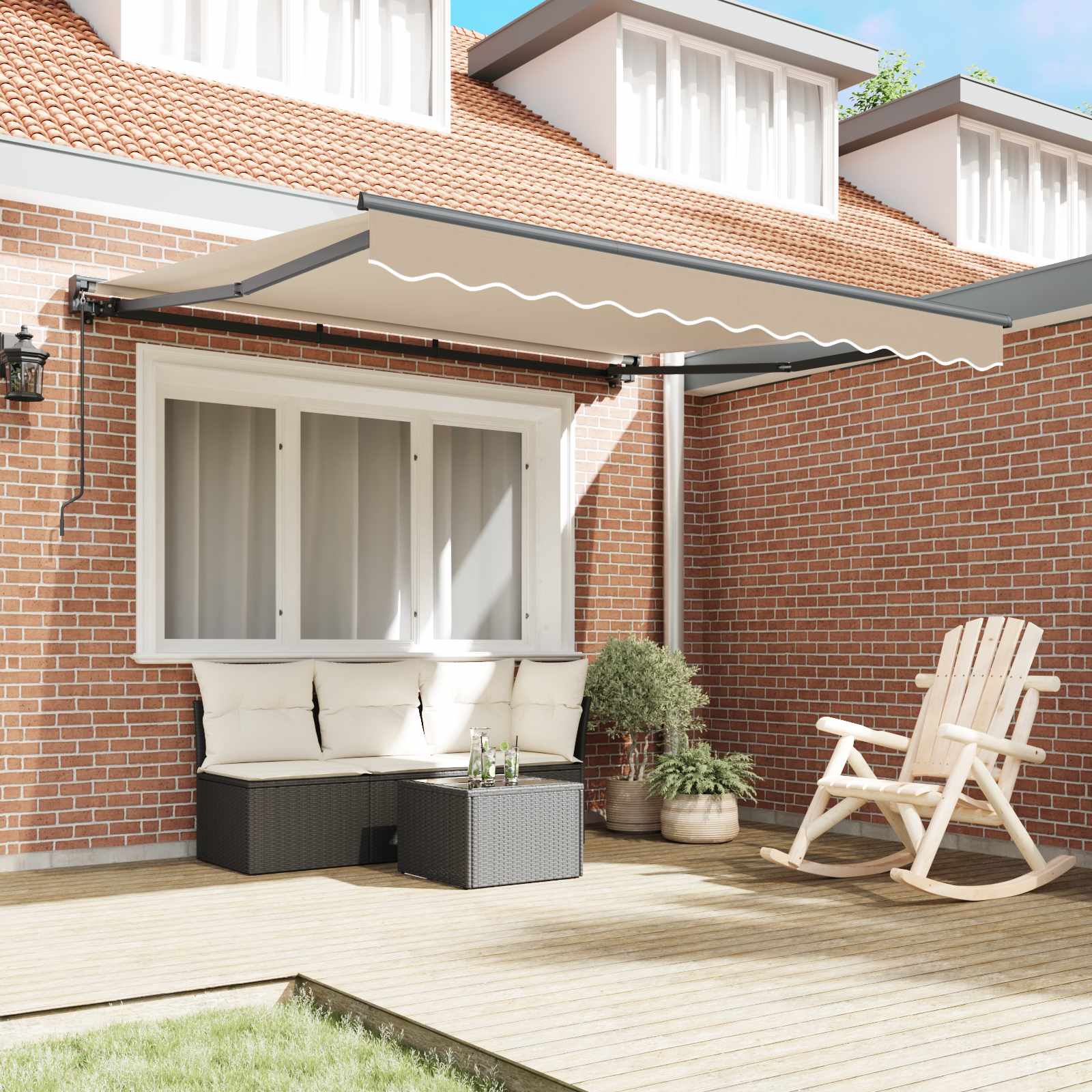 Zijde Frame Beige 350 x 250 cm Polyester met PU-coating is nu te koop bij PeponiXL, paradijselijk wonen!