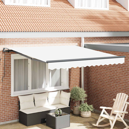 Inklapbaar Zonnescherm Wit 350 x 250 cm Polyester en staal is nu te koop bij PeponiXL, paradijselijk wonen!