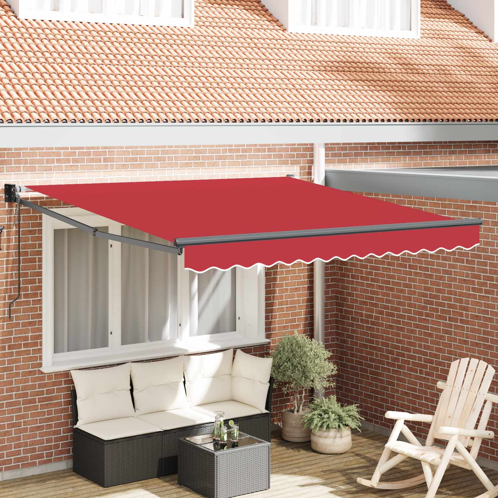 Inklapbaar Zonnescherm Rood 350 x 250 cm Polyester en Aluminium is nu te koop bij PeponiXL, paradijselijk wonen!