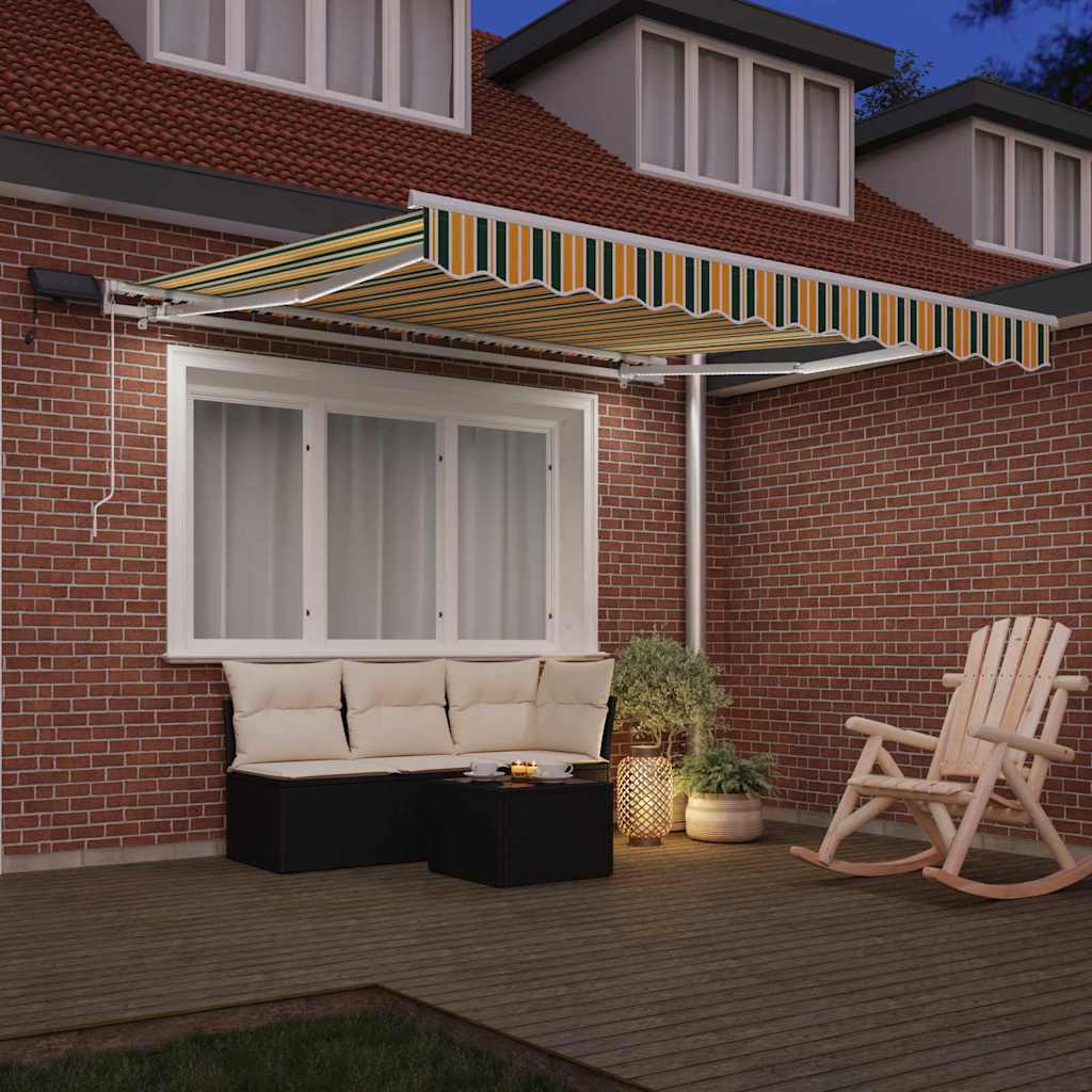 Inklapbaar Zonnescherm Groen en geel 350 x 250 cm Stof en Staal is nu te koop bij PeponiXL, paradijselijk wonen!