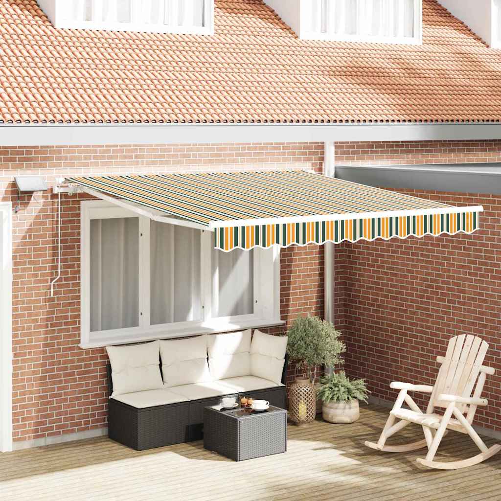 Inklapbaar Zonnescherm Groen en geel 350 x 250 cm Stof en Staal is nu te koop bij PeponiXL, paradijselijk wonen!