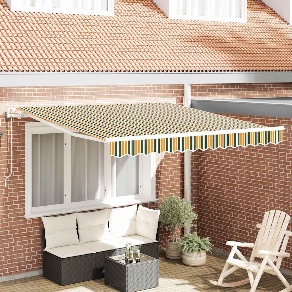 Elektrisch Uittrekbaar Zonnescherm Groen en geel 350 x 250 cm is nu te koop bij PeponiXL, paradijselijk wonen!