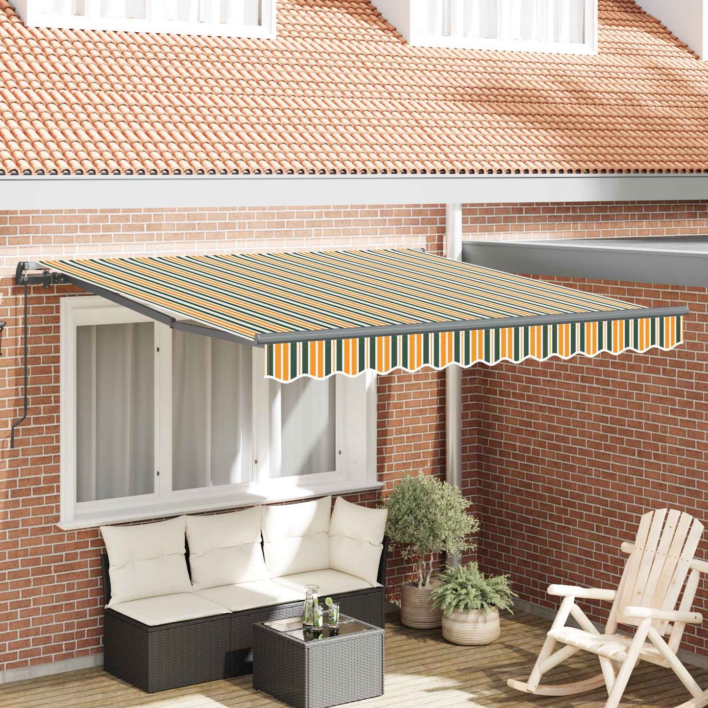 Inklapbaar Zonnescherm Groen en geel 350 x 250 cm is nu te koop bij PeponiXL, paradijselijk wonen!