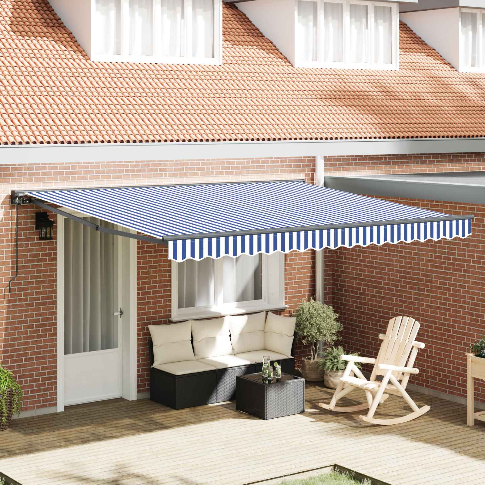 Zijde Frame Blauw en Wit 400 × 300 cm Polyester met PU-coating is nu te koop bij PeponiXL, paradijselijk wonen!