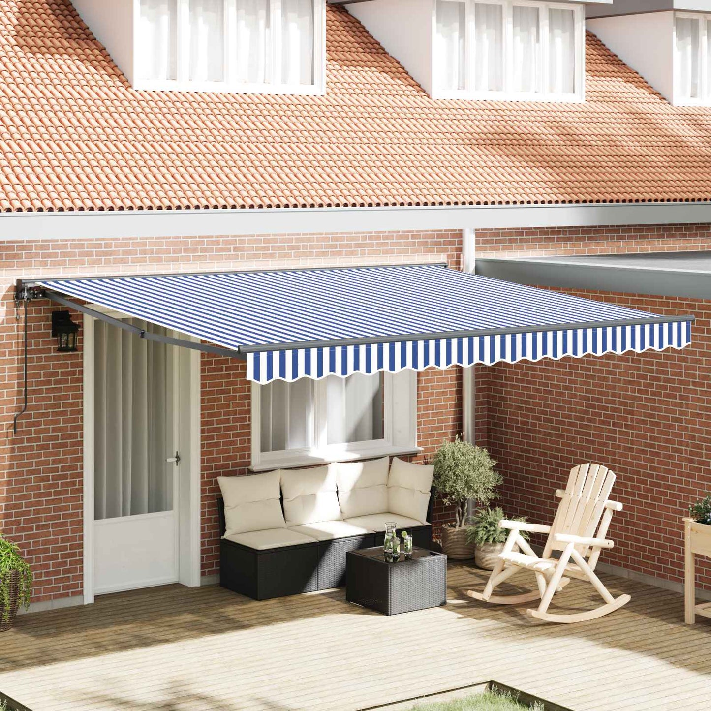 Zijde Frame Blauw en Wit 400 × 300 cm Polyester met PU-coating is nu te koop bij PeponiXL, paradijselijk wonen!
