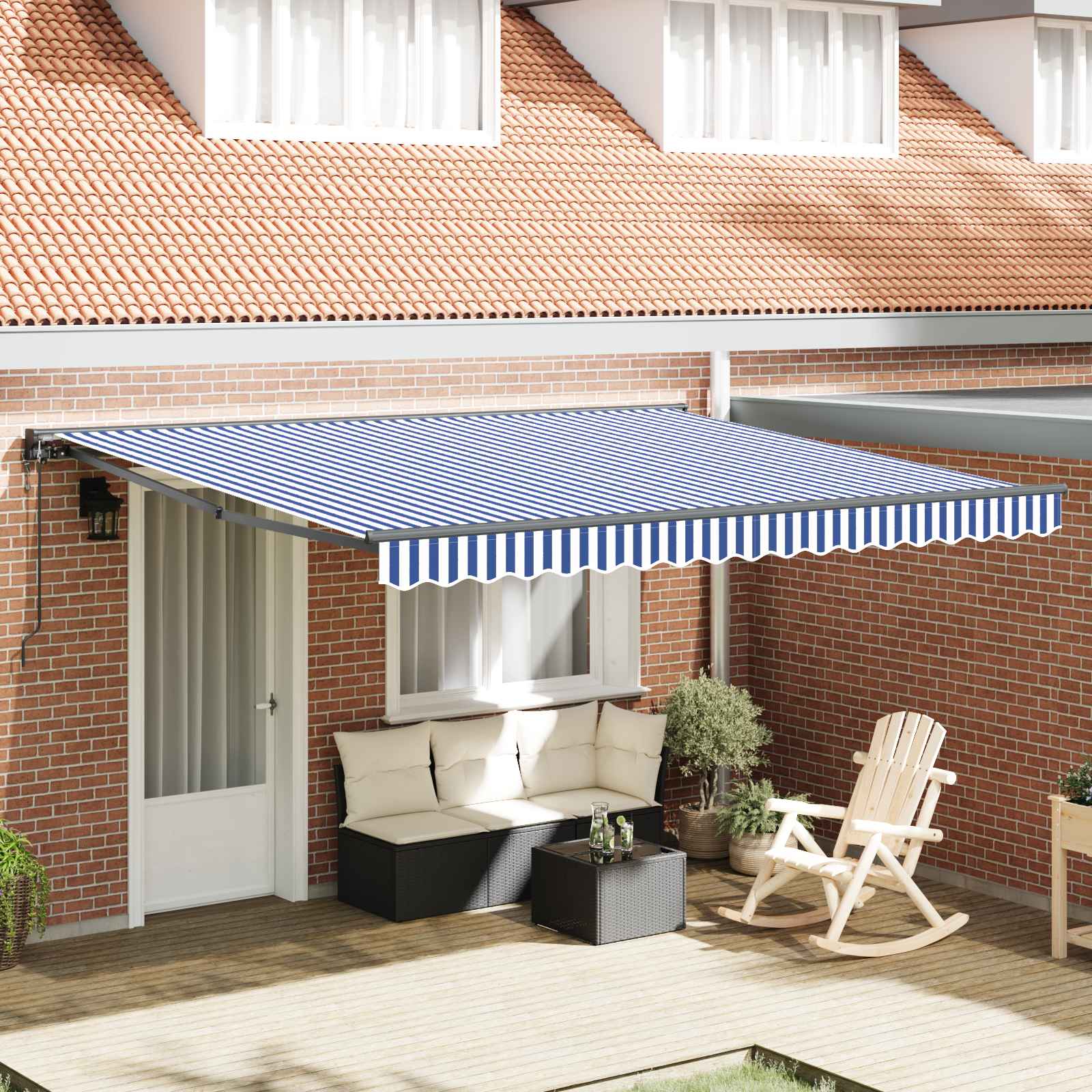 Zijde Frame Blauw en Wit 400 × 300 cm Polyester met PU-coating is nu te koop bij PeponiXL, paradijselijk wonen!
