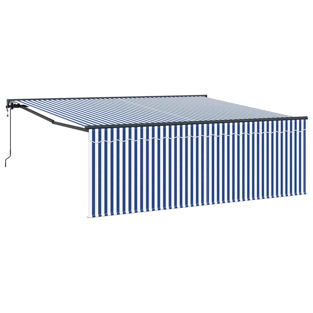 Inklapbaar Zonnescherm Blauw en Wit 400 × 300 cm is nu te koop bij PeponiXL, paradijselijk wonen!