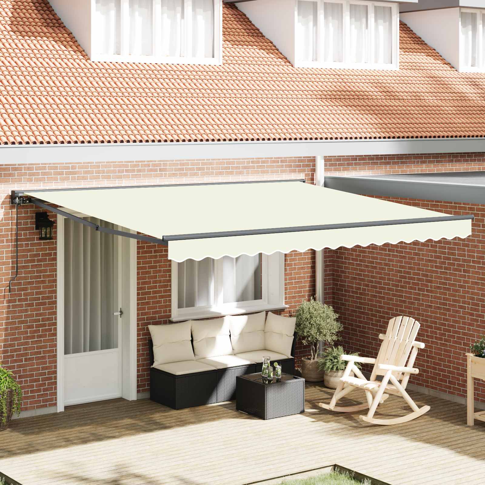 Zijde Frame Crème 400 × 300 cm Polyester met PU-coating is nu te koop bij PeponiXL, paradijselijk wonen!