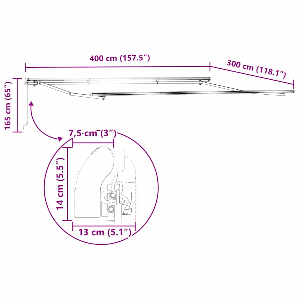 Inklapbaar Zonnescherm Oranje en Bruin 400 × 300 cm is nu te koop bij PeponiXL, paradijselijk wonen!