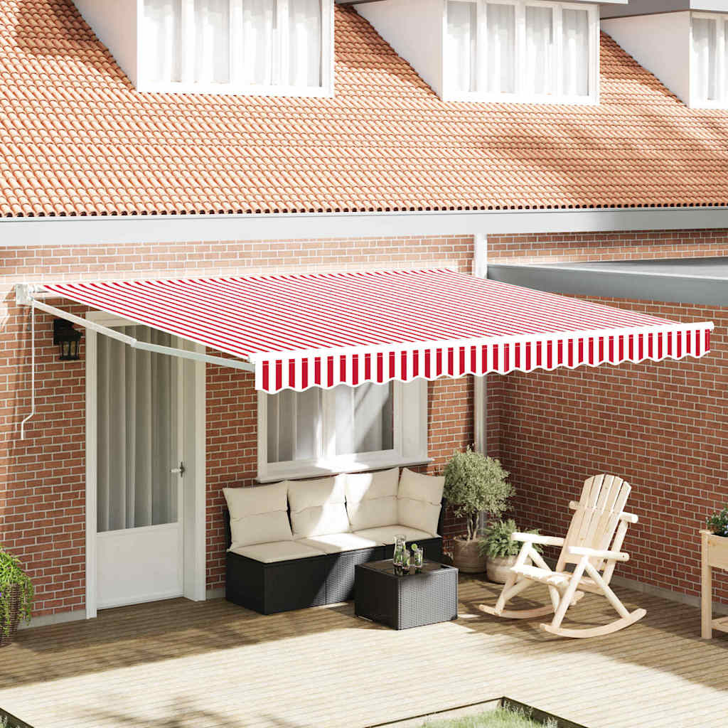 Inklapbaar Zonnescherm Rood en Wit 400 × 300 cm is nu te koop bij PeponiXL, paradijselijk wonen!