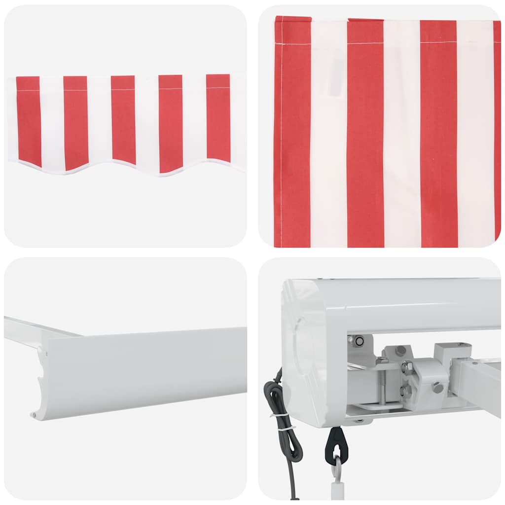 Inklapbaar Zonnescherm Rood en Wit 400 × 300 cm Stof en Metaal is nu te koop bij PeponiXL, paradijselijk wonen!