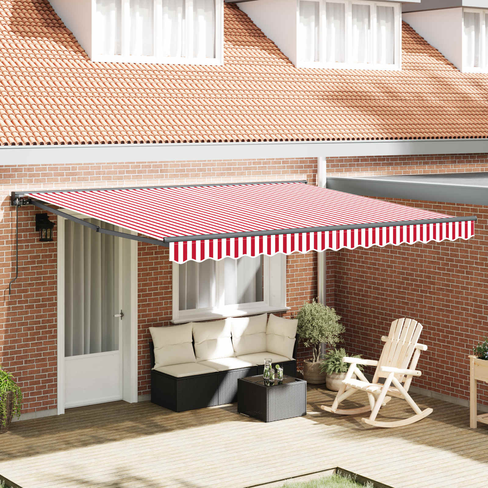 Zijde Frame Rood en Wit 400 × 300 cm Polyester met PU-coating is nu te koop bij PeponiXL, paradijselijk wonen!
