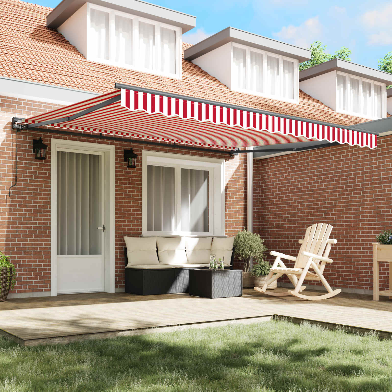 Zijde Frame Rood en Wit 400 × 300 cm Polyester met PU-coating is nu te koop bij PeponiXL, paradijselijk wonen!
