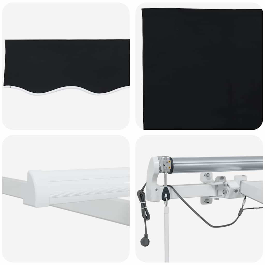 Inklapbaar Zonnescherm Zwart 400 × 300 cm Polyester en Metaal is nu te koop bij PeponiXL, paradijselijk wonen!