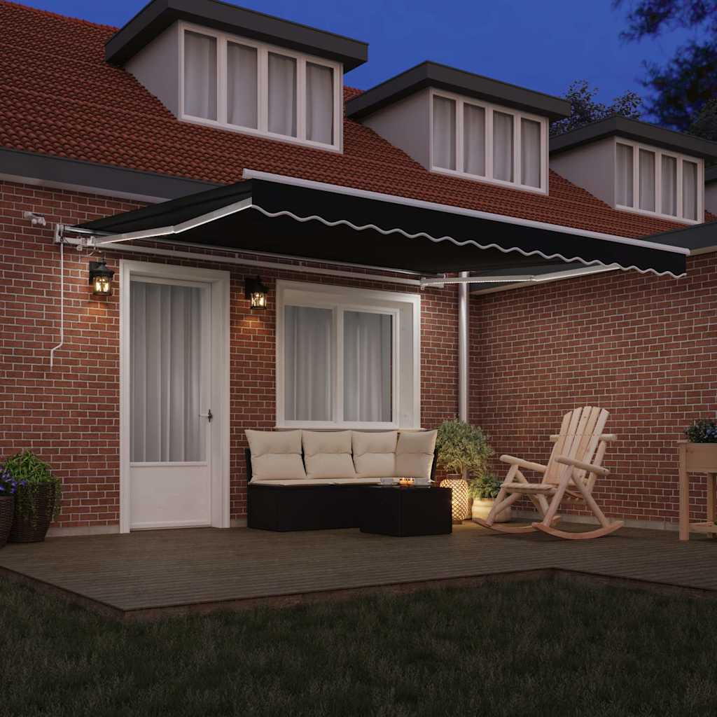 Inklapbaar Zonnescherm Zwart 400 × 300 cm Polyester en Metaal is nu te koop bij PeponiXL, paradijselijk wonen!