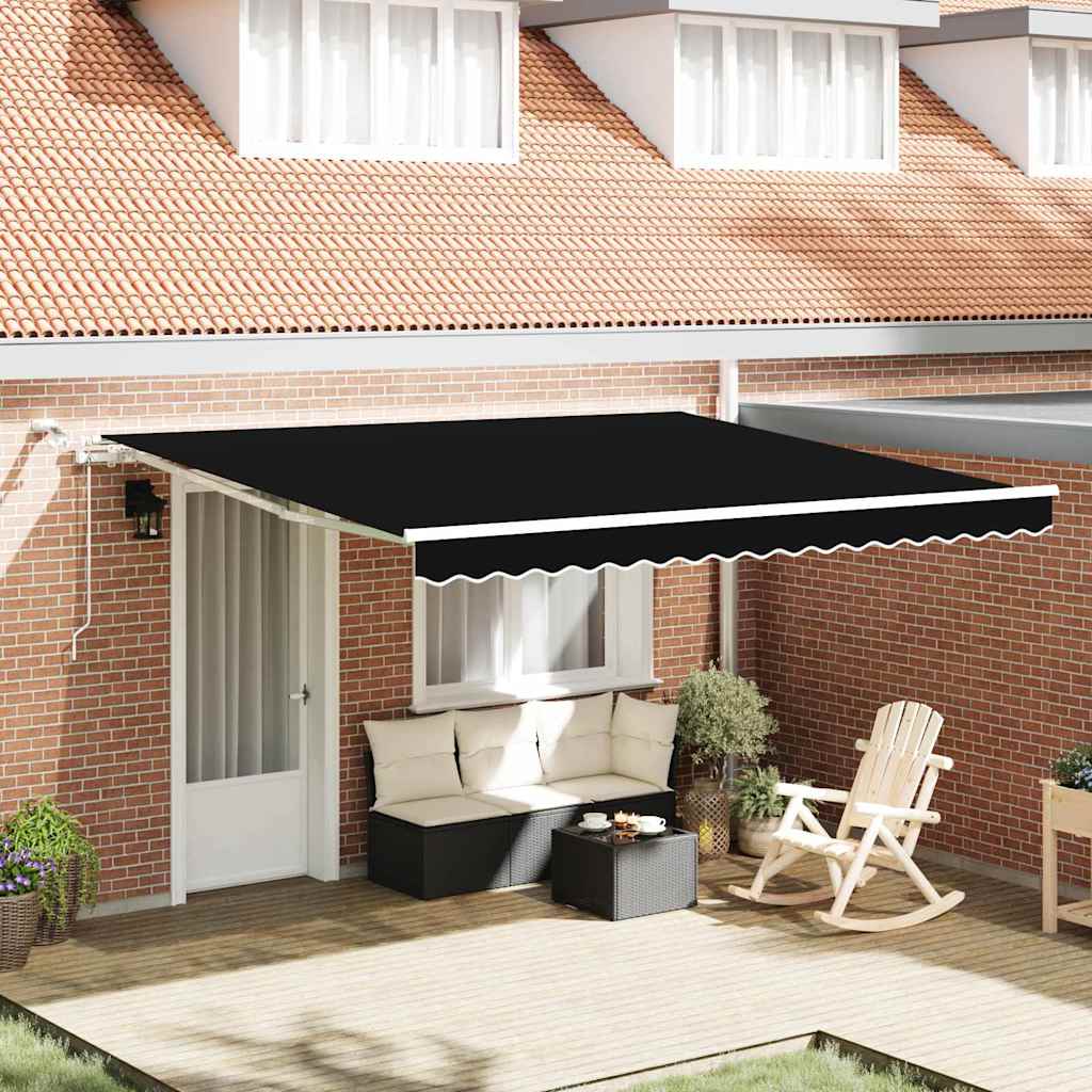 Inklapbaar Zonnescherm Zwart 400 × 300 cm Polyester en Metaal is nu te koop bij PeponiXL, paradijselijk wonen!