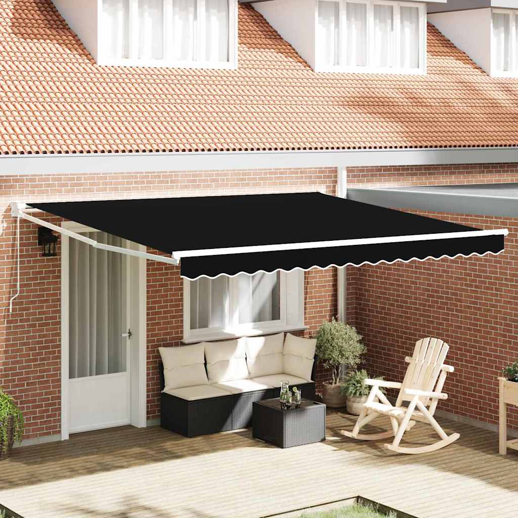Handmatig uitschuifbare luifel Zwart 400 × 300 cm is nu te koop bij PeponiXL, paradijselijk wonen!