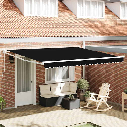 Handmatig uitschuifbare luifel Zwart 400 × 300 cm is nu te koop bij PeponiXL, paradijselijk wonen!