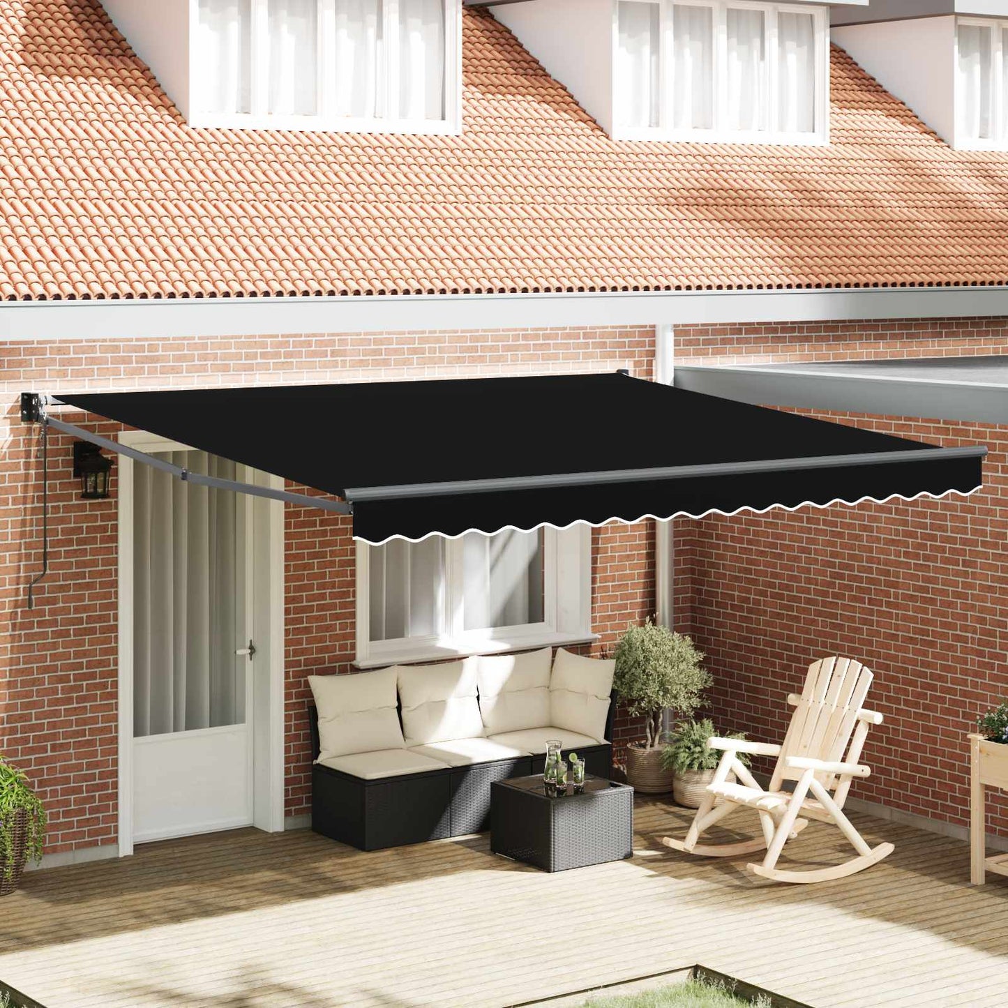 Inklapbaar Zonnescherm Zwart 400 × 300 cm is nu te koop bij PeponiXL, paradijselijk wonen!