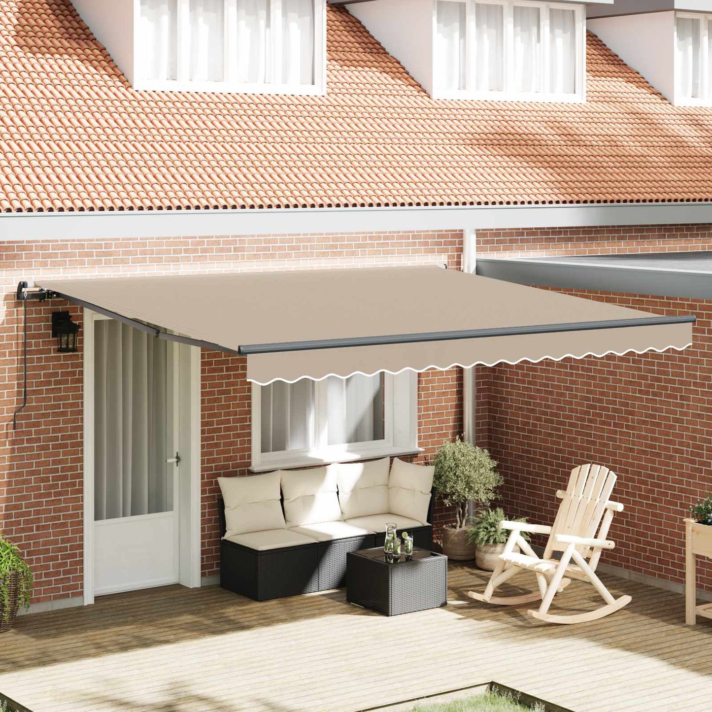 Inklapbaar Zonnescherm Beige 400 × 300 cm Polyester en staal is nu te koop bij PeponiXL, paradijselijk wonen!