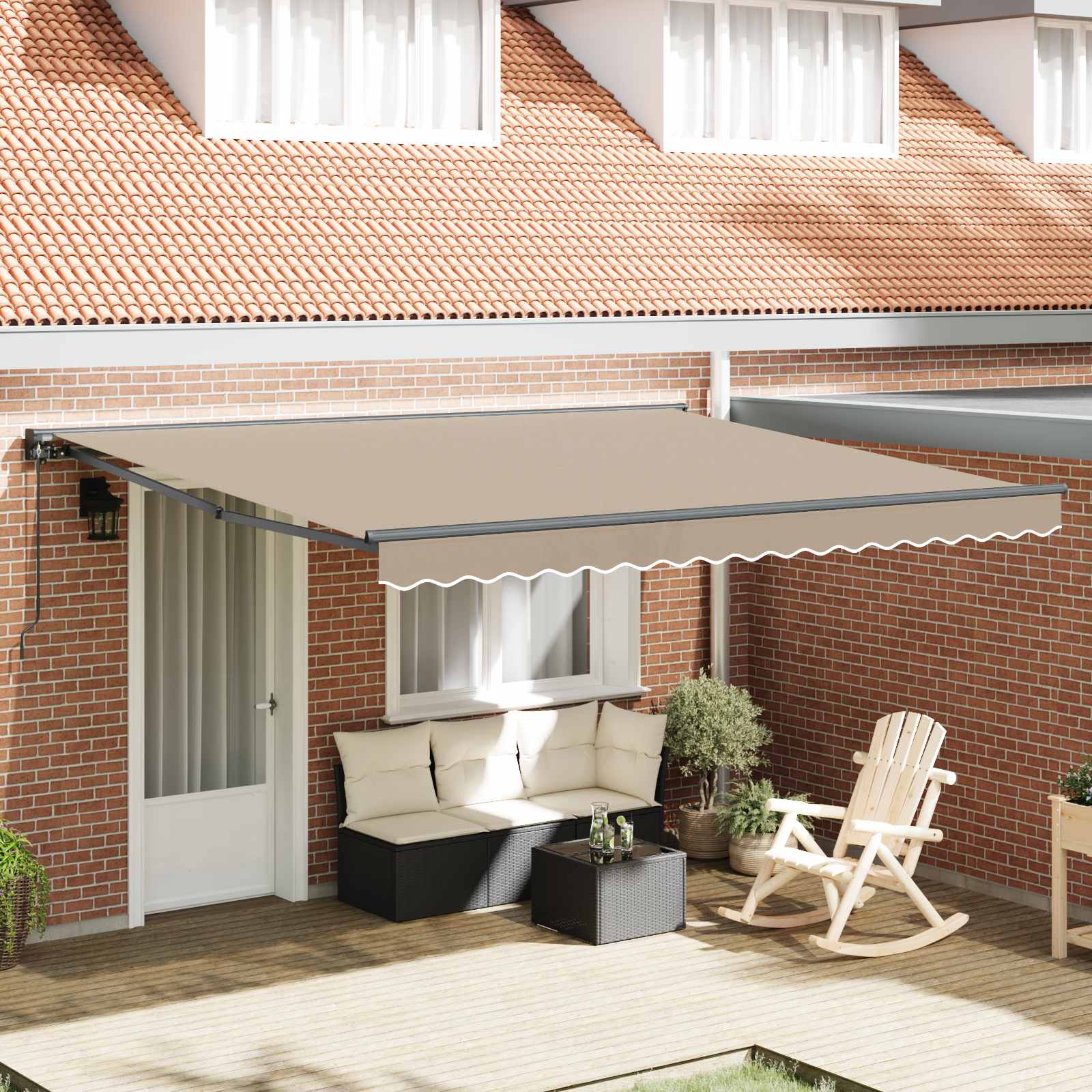 Zijde Frame Beige 400 × 300 cm Polyester met PU-coating is nu te koop bij PeponiXL, paradijselijk wonen!