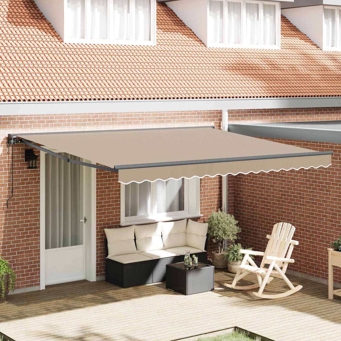 Zijde Frame Beige 400 × 300 cm Polyester met PU-coating is nu te koop bij PeponiXL, paradijselijk wonen!