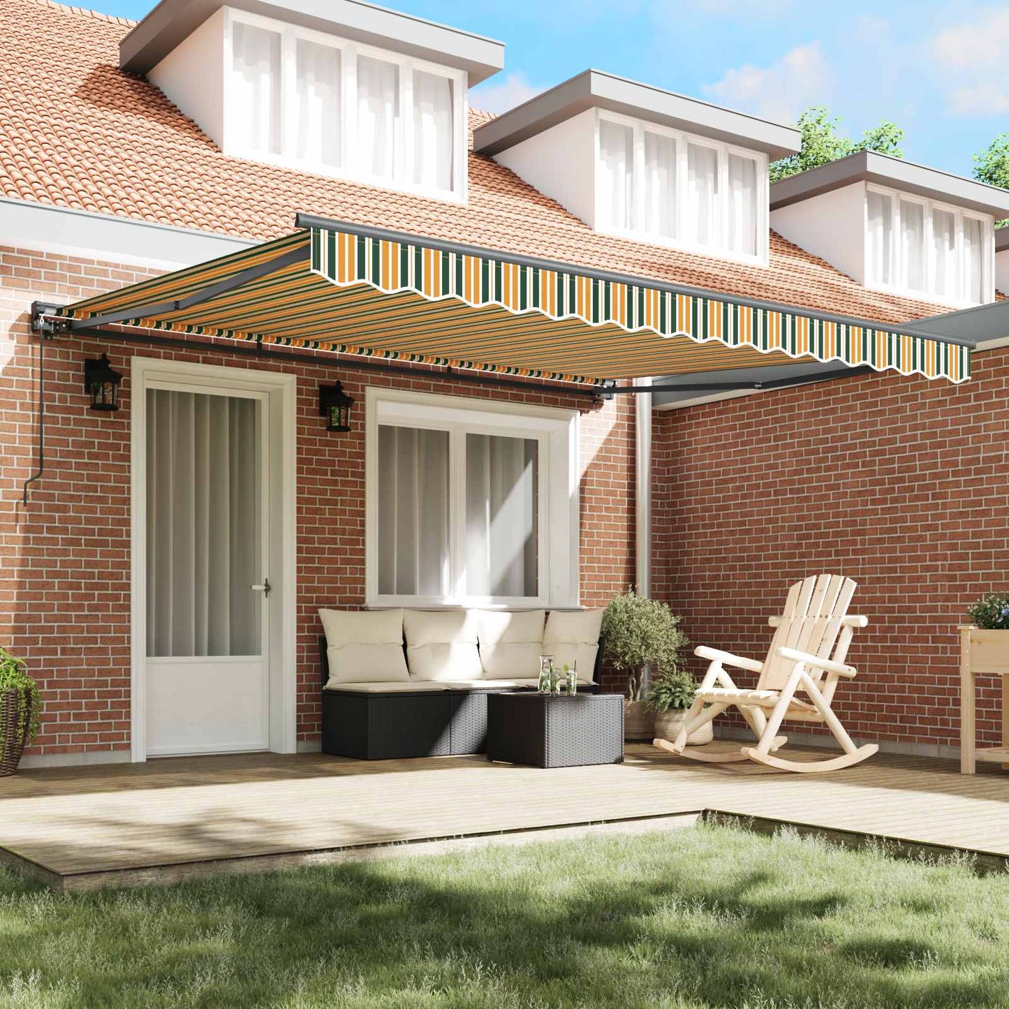Zijde Frame Groen en Geel 400 × 300 cm Polyester met PU-coating is nu te koop bij PeponiXL, paradijselijk wonen!