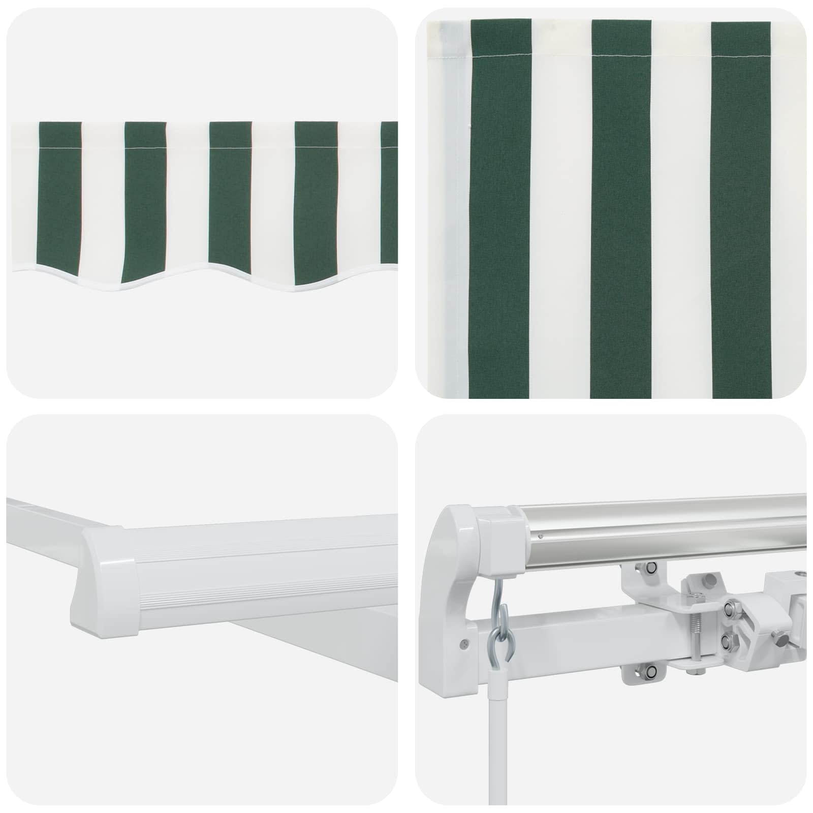Inklapbaar Zonnescherm Groen en Wit 400 × 300 cm is nu te koop bij PeponiXL, paradijselijk wonen!