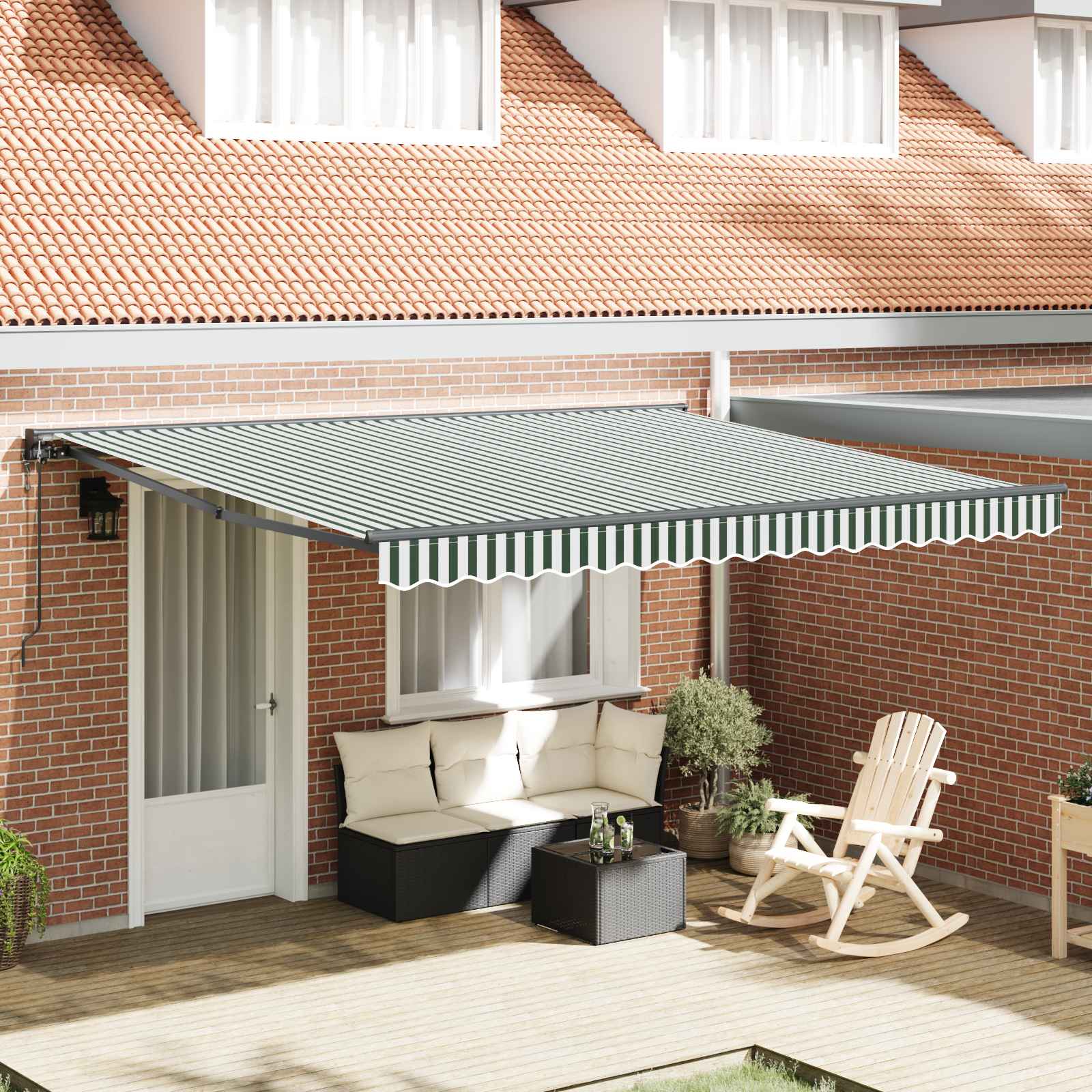 Zijde Frame Groen en Wit 400 × 300 cm Polyester met PU-coating is nu te koop bij PeponiXL, paradijselijk wonen!