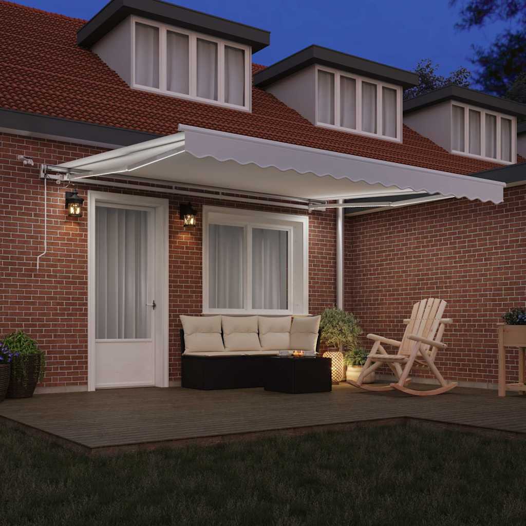 Inklapbaar Zonnescherm Wit 400 × 350 cm Polyester en Metaal is nu te koop bij PeponiXL, paradijselijk wonen!