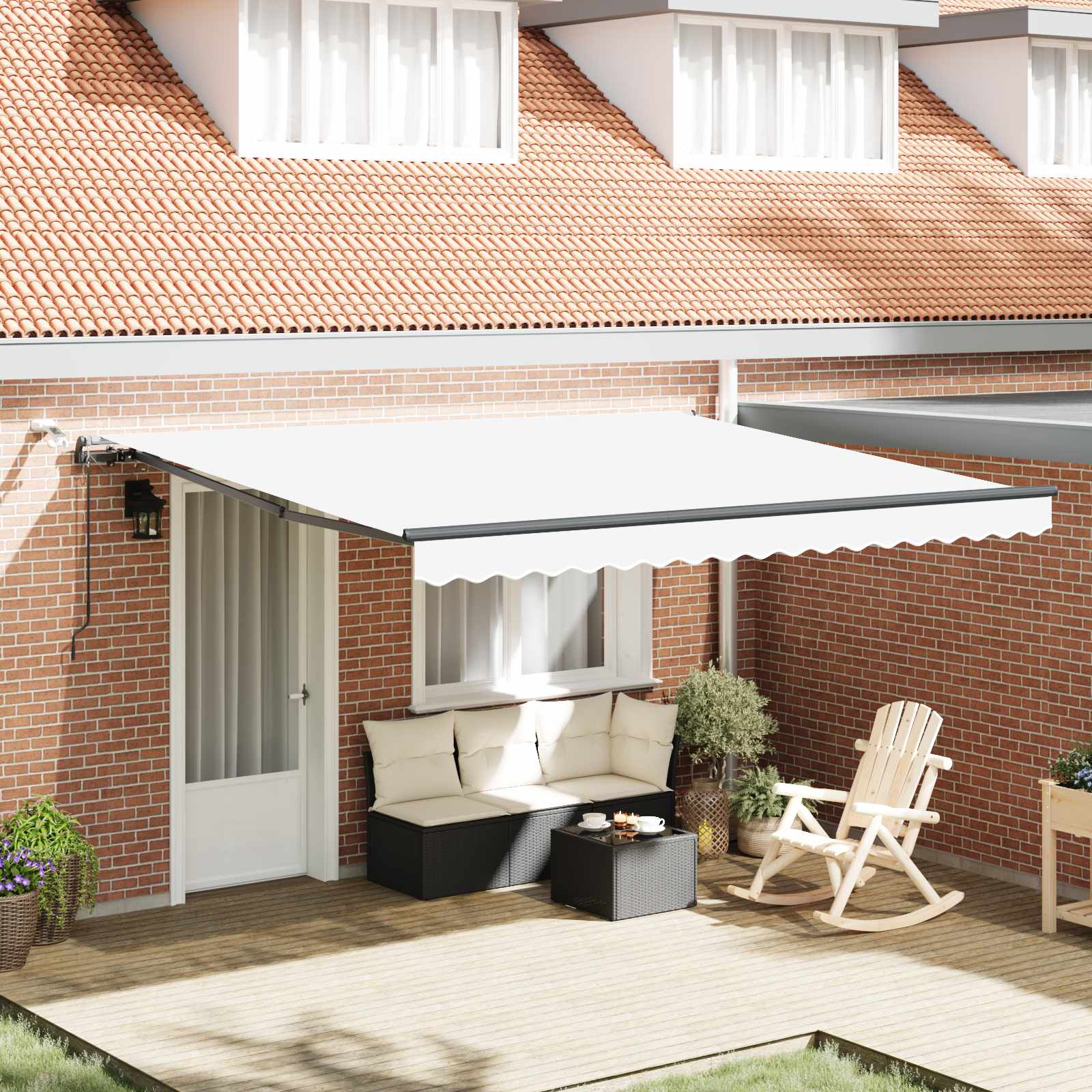 Luifeldoek met Wit 400 × 350 cm Polyester is nu te koop bij PeponiXL, paradijselijk wonen!
