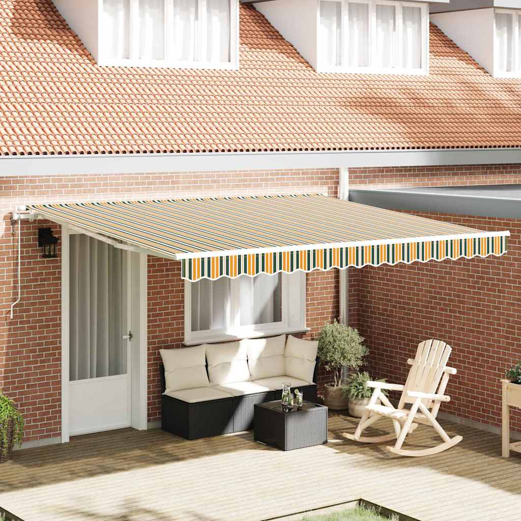 Elektrisch Uittrekbaar Zonnescherm Groen en geel 400 × 350 cm is nu te koop bij PeponiXL, paradijselijk wonen!