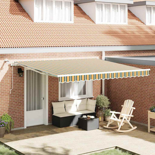 Uitschuifbare luifel Groen en Geel 400 × 350 cm Polyester is nu te koop bij PeponiXL, paradijselijk wonen!