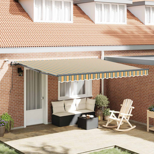 Uitschuifbare luifel Groen en geel 400 × 350 cm Polyester is nu te koop bij PeponiXL, paradijselijk wonen!