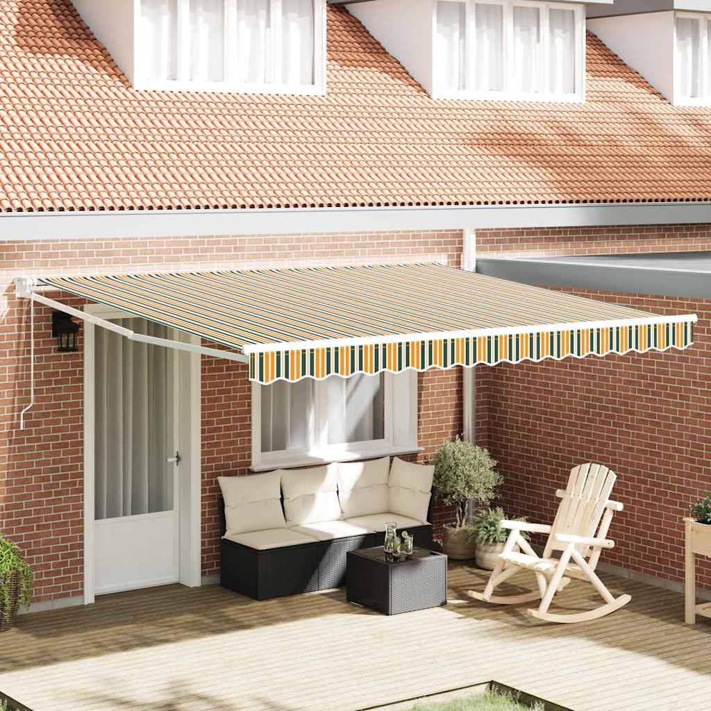 Inklapbaar Zonnescherm Groen en Wit 400 × 300 cm Stof en Staal is nu te koop bij PeponiXL, paradijselijk wonen!